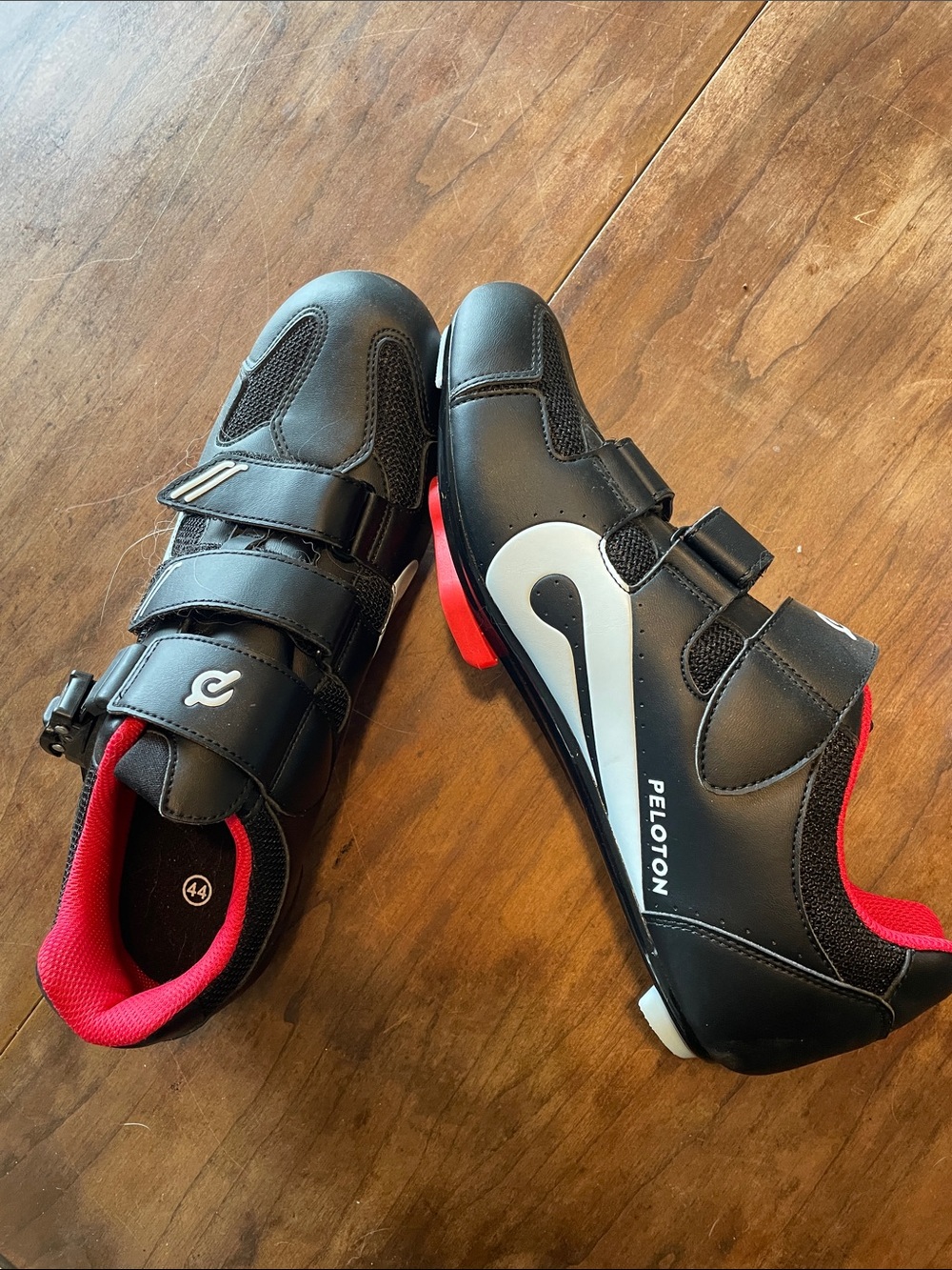 Peloton Black Cycling Shoes with Red Accents